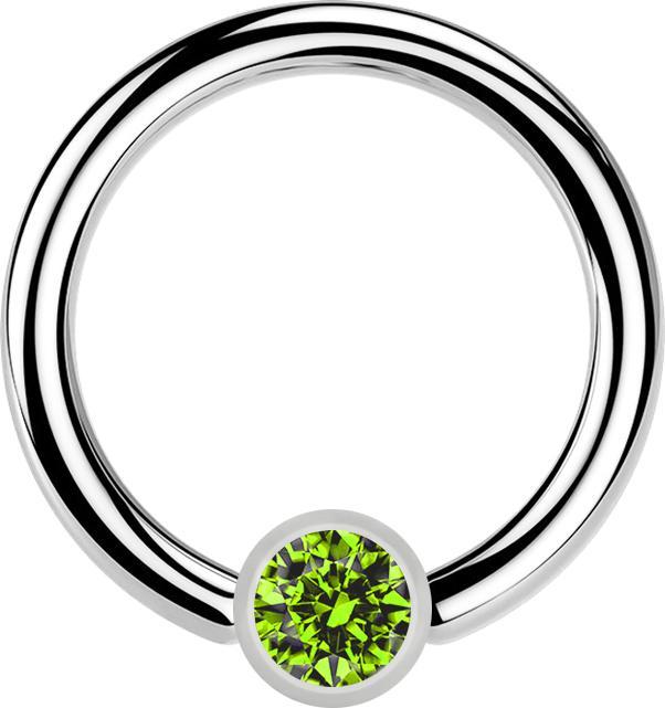 Image du produit Star Piercing Micro Ball Closure anneau argent et cristal vert clair (sans laiton, Acier chirurgical 316L)