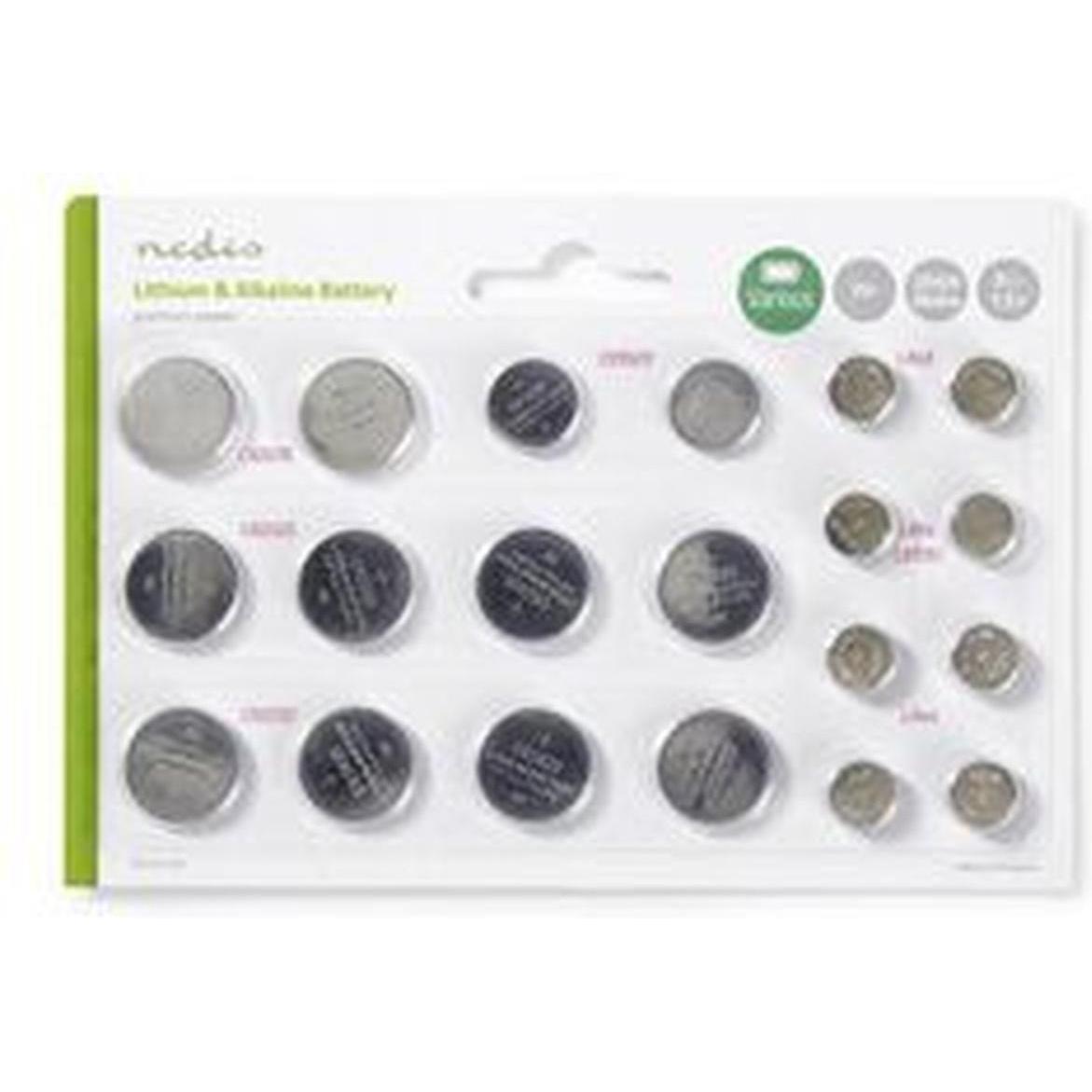 Nedis Batteria a bottone al litio / alcalina Multi Pack 1,5 / 3 V DC alcalina / al litio CR1620 / (20 pz., CR2032, CR2016, CR1620, CR2025, AG10, LR44,