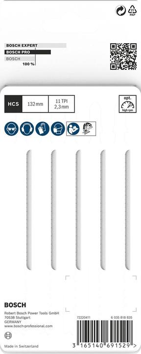 Produktbild Bosch Professional Zubehör PRO Plastics PVC clean T302H Stichsägeblatt, 132 mm, 5-tlg.