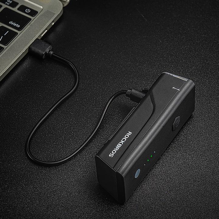 Actual product image Rockbros 24510003001 front bicycle light 260 lm + USB-C - USB-A cable - black (260 lm, 260 lm)