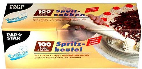 Immagine prodotto Papstar Sacchetto per tubazioni in LDPE, trasparente, 2,6 l, confezione da 100 pz. (Set di sacchetti per le piping, 2600 ml)