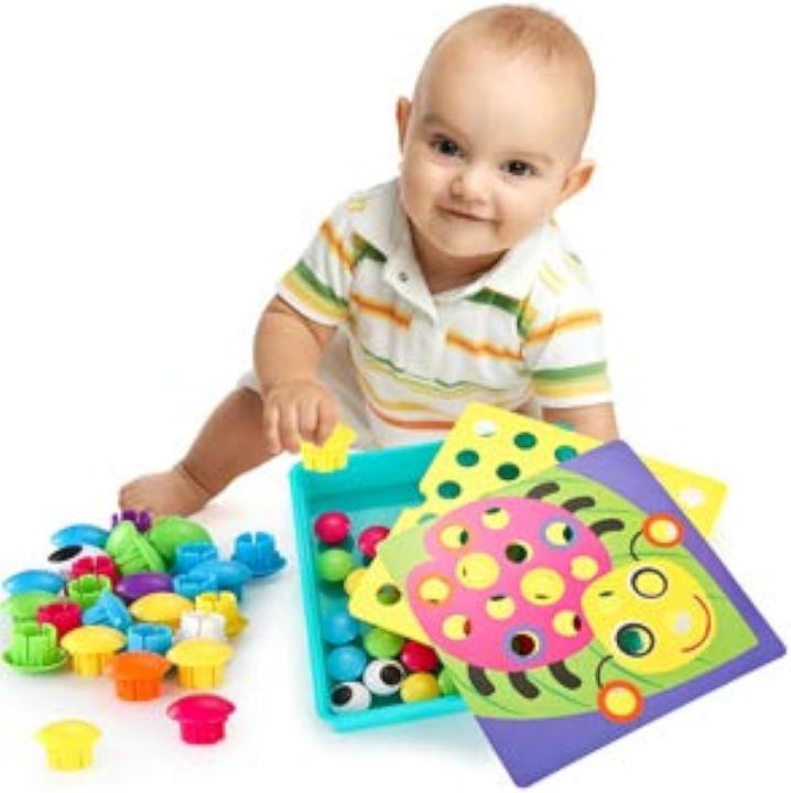 Image du produit Activity Board Mosaïque pour enfants Mosaïque éducative avec 18 plaques colorées et 50 perles à assembler