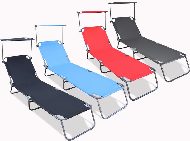 Actual product image VCM Sun lounger deck chair with sun canopy (185 cm)