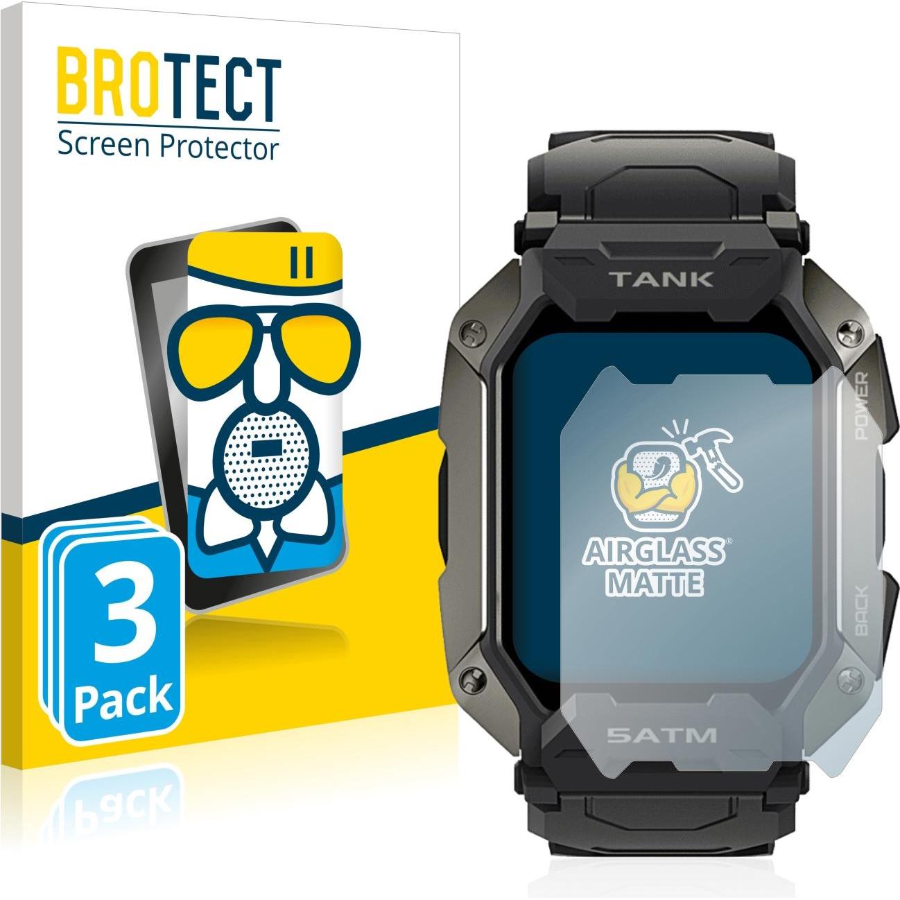 BROTECT AirGlass Panzerglasfolie Matt, Smartwatch Schutzfolie, Grau