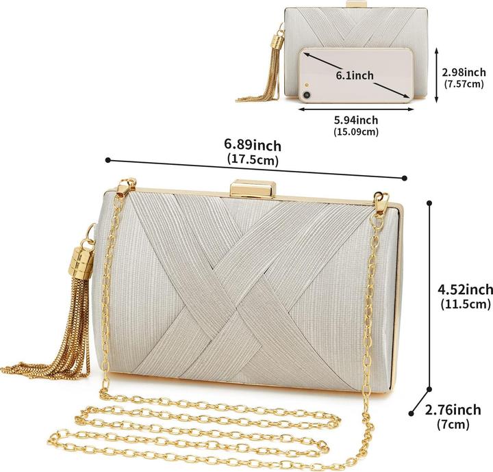 Produktbild Only-Bags.Store Clutch Abendtasche Fransen Elegante Kettentasche Clutch Bag
