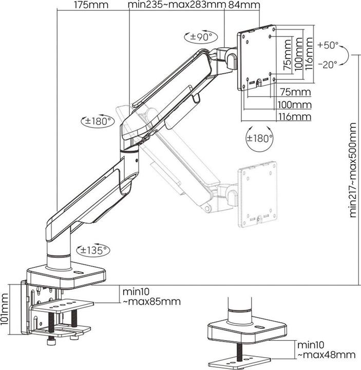Image du produit Roline Monitorarm (Tables, 49", 20 kg)