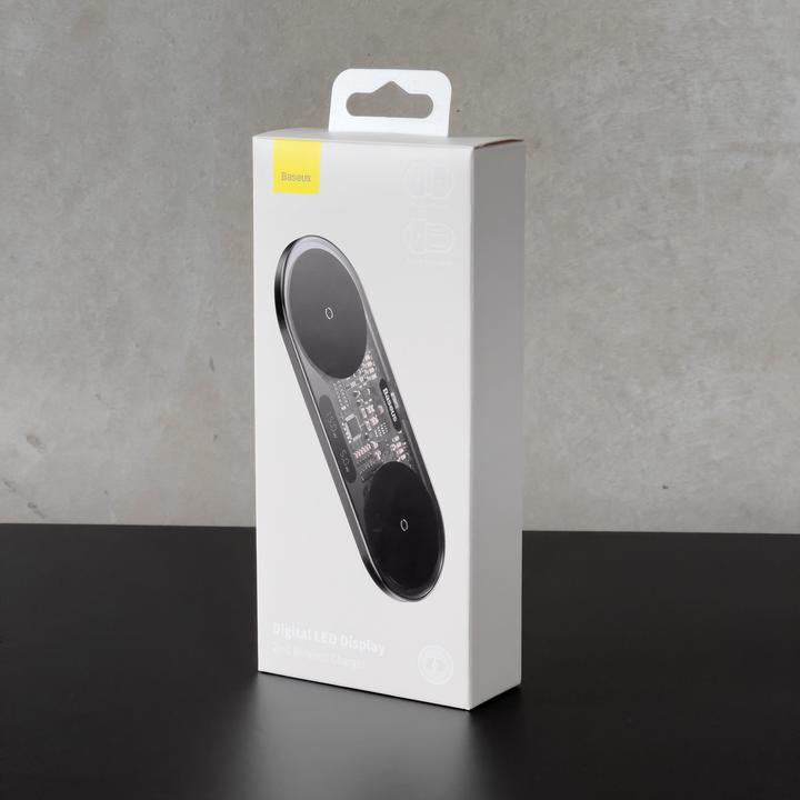 Actual product image Baseus Digital LED Display 2in1 Wireless Charger (20 W)
