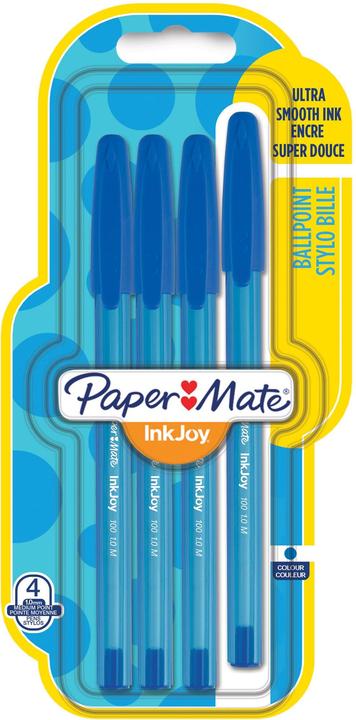 Paper Mate Kugelschreiber InkJoy 100 Kappe M (Blau, 4 x)