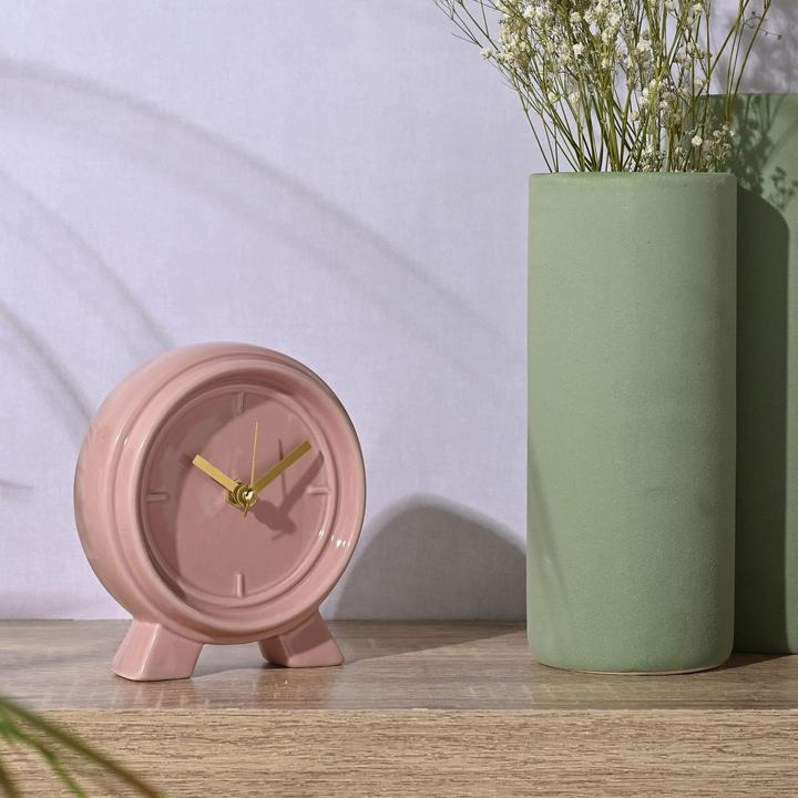 Actual product image Interval Ceramic Mantle Clock - Pink Clay