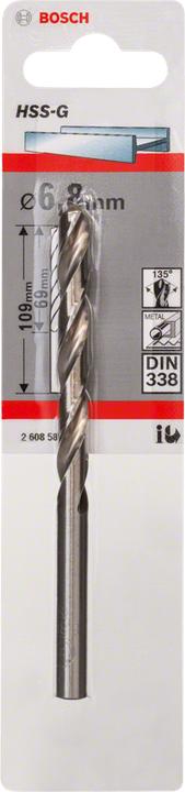 Immagine prodotto Bosch Professional Zubehör Trapano per metallo HSS-G, DIN 338, 6,8 x 69 x 109 mm, confezione da 1 pz. (6,8 mm)