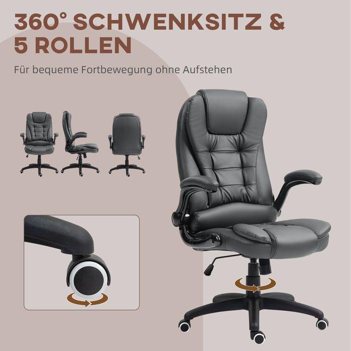 Produktbild Swisshandel24 Bürostuhl, Ergonomisch Chefsessel mit Wippfunktion, Hochklappbare Armlehne, dunkgelgrau