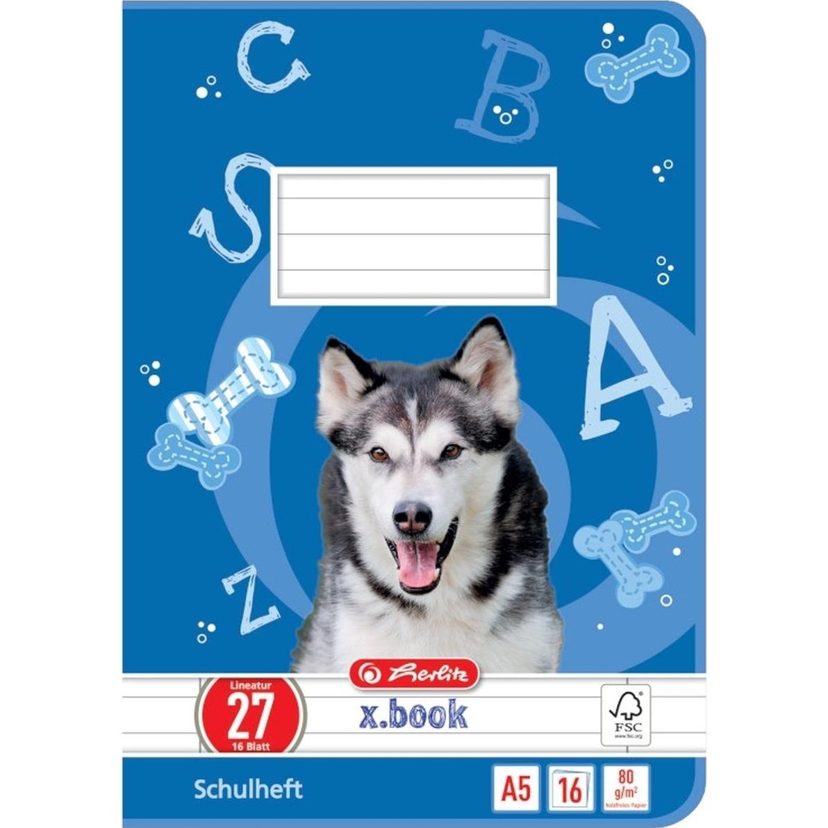 Herlitz, Heft + Block, Schulheft x.book, DIN A5, Lineatur 27 / liniert (A5, Liniert, Kein Einband)
