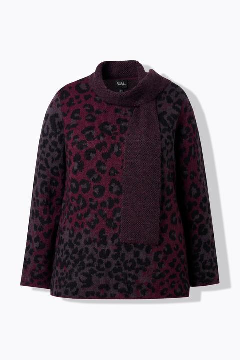 Produktbild Ulla Popken Pullover, Leomuster, Schalkragen, Langarm (56)