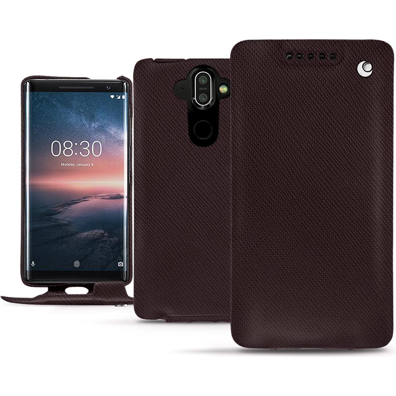 Noreve Lederschutzhülle vertikal (Nokia 8 Sirocco), Smartphone Hülle, Braun