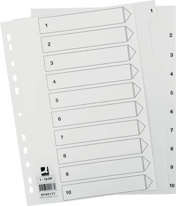 Produktbild Q-Connect Zahlenregister aus Kunststoff weiss 1-10