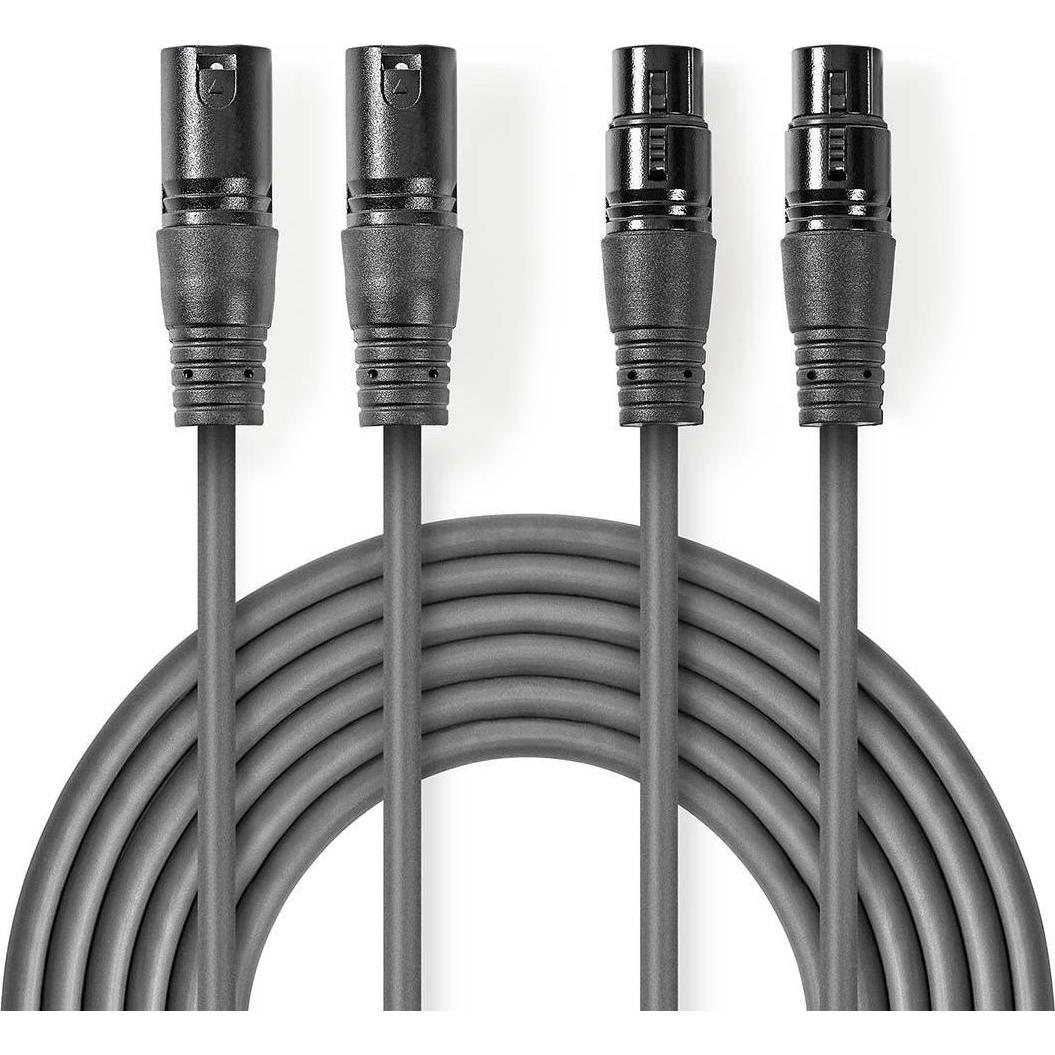 Nedis Audiokabel XLR kompensiert 2X XLR 3-Pin Mach (3 m, XLR), Audio Kabel