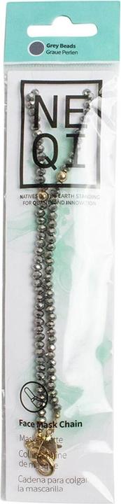 Actual product image Neqi Face Mask Chain Grey Pearls