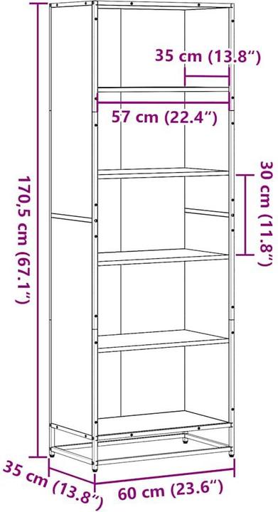 Actual product image vidaXL Bookcase Shelf Standing shelf Office shelf Storage shelf Smoked oak