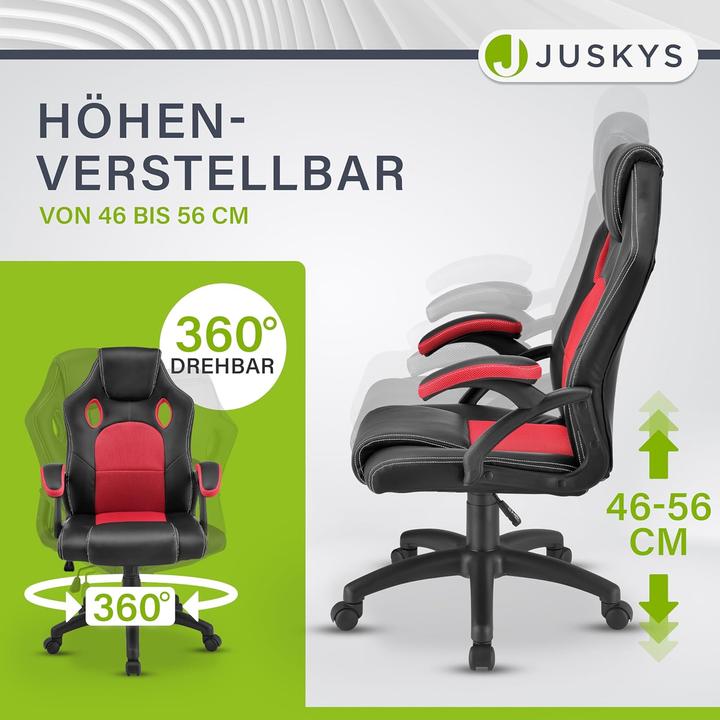 Image du produit Juskys Ergonomischer Racing Schreibtischstuhl Montreal (46 - 56 cm)