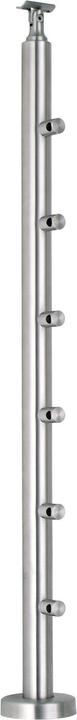 Croso Prefabricated upright for floor mounting, incl. 6 crossbar holders, stainless steel V2A