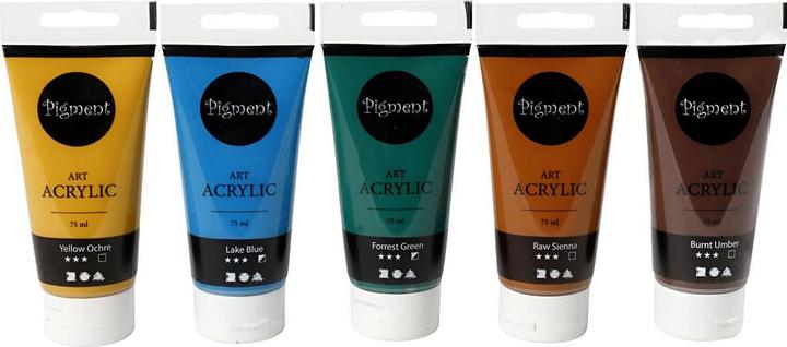 Image du produit Creativ Company Pigment Art Acrylverf Natuurlijke Kleuren, 5x75ml (75 ml)