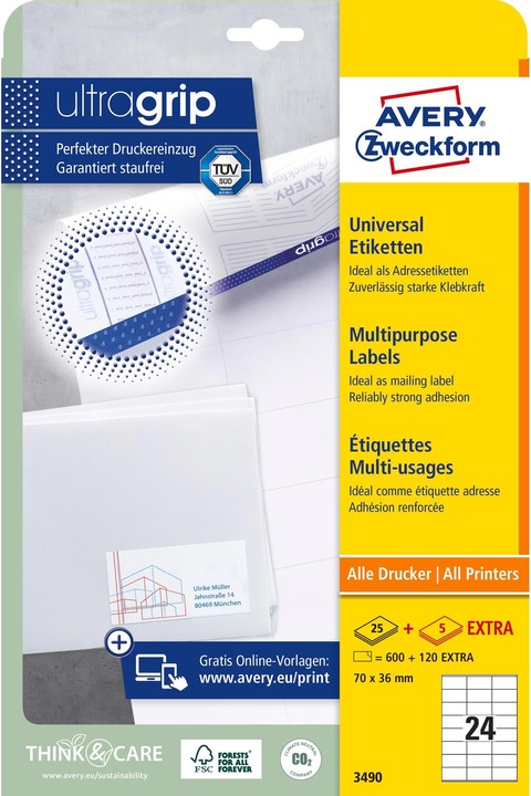 Actual product image Avery Universal Labels