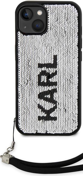 Actual product image Karl Lagerfeld Coque paillettes glitters réversibles bicolore avec lanière poignet amovible / (Apple iPhone 15)