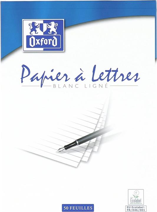 Image du produit Oxford Bloc-notes, DIN A5, blanc, ligné (A5, À rayures)
