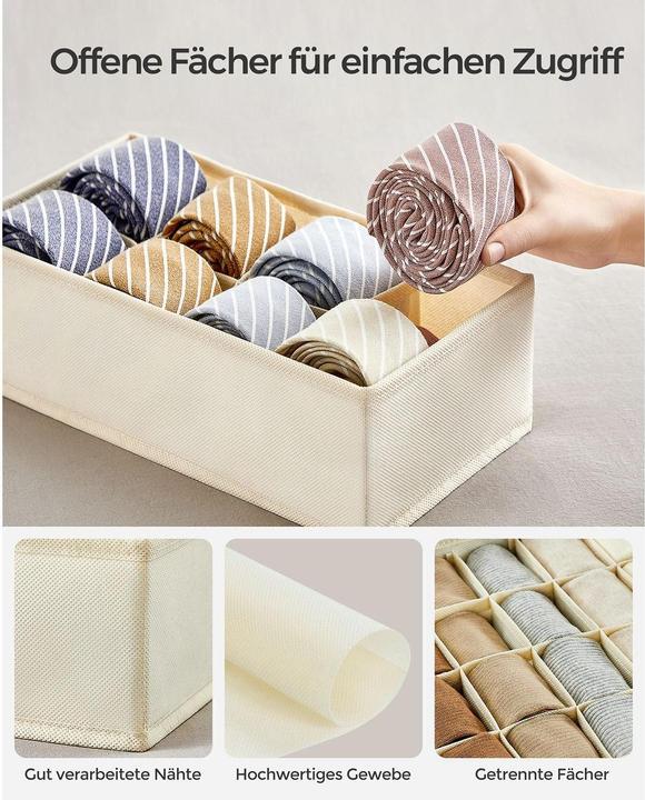 Produktbild Songmics Flatbox Beige, Materialtyp: Textil, Material: Textil (22.50 cm, 8x)