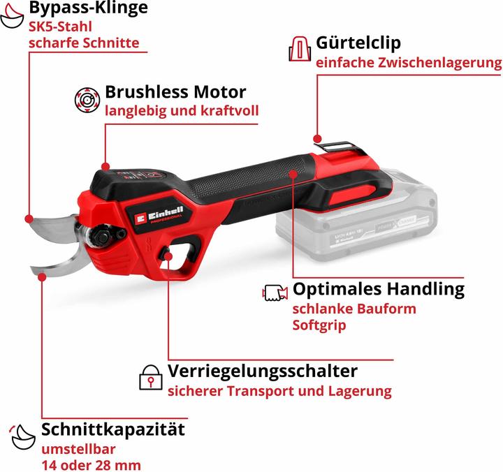 Produktbild Einhell PROFESSIONAL Akku-Astschere GP-LS 18/28 Li BL Kit (1x 4,0 Ah)