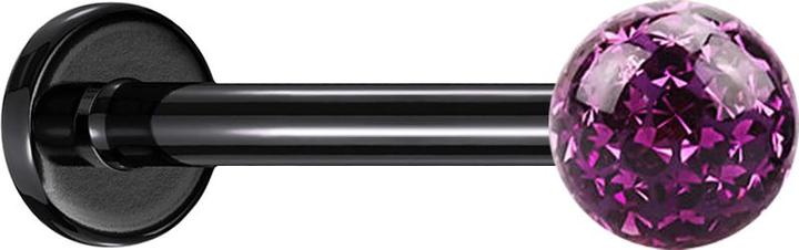 Actual product image Star Piercing Micro labret black with crystal ball violet epoxy protective layer (without brass, Titanium)