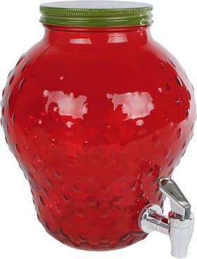 Van Manen Veenendaal Getränkespender - Erdbeere - aus Glas - 4,0 l - rot/grün
