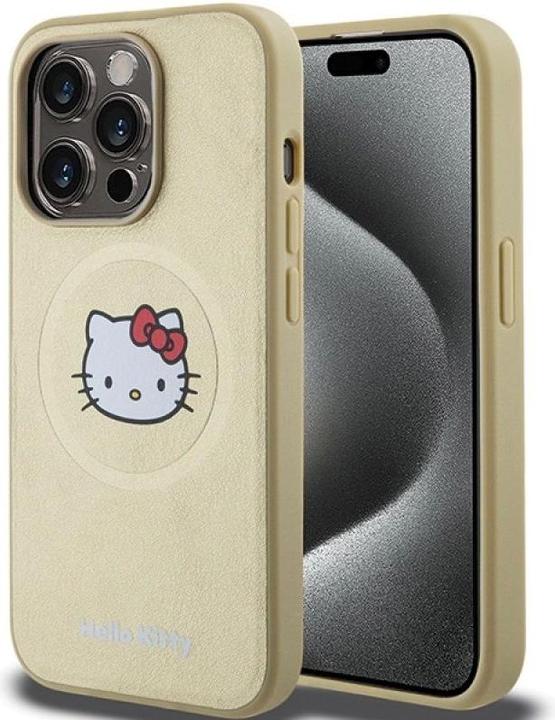 Actual product image Hello Kitty HKHMP15XPGHCKD iPhone 15 Pro Max 6.7" złoty/gold hardcase Leather Kitty Head MagSafe (Apple iPhone 15 Pro Max)