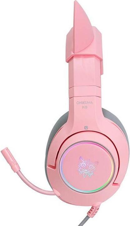 Actual product image Onikuma K9 RGB Gaming Headphones Pink (Cable)