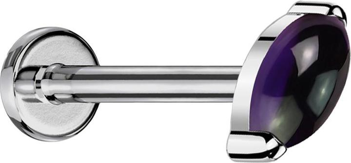 Produktbild Star Piercing Micro Threadless Labret silber Ovaler Amethyst Stein (ohne Messing, Mineralisch, Titan)