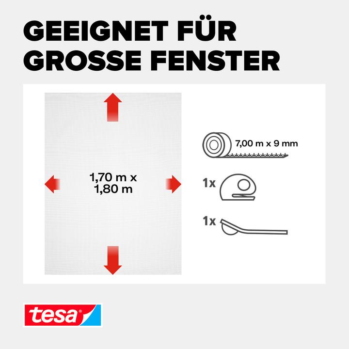 Actual product image tesa Insect screen COMFORT for windows, with Velcro tape, self-adhesive, without drilling (170 x 180 cm)