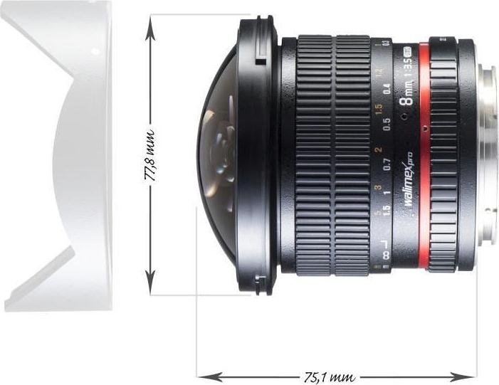 Produktbild Walimex pro 8mm f/3.5 II Fisheye, Canon EF-S (Canon EF-S, APS-C / DX)