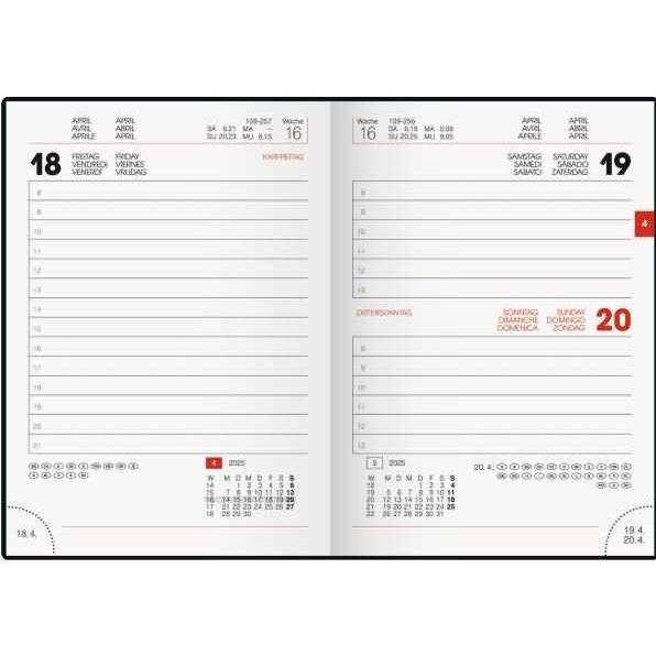 Thumbnail - Brunnen, Agenda, Taschenkalender 736 10x14cm 1 Tag/Seite Kunststoff silber 2025 (10 x 14 cm, Spanisch, Deutsch, Niederlä...