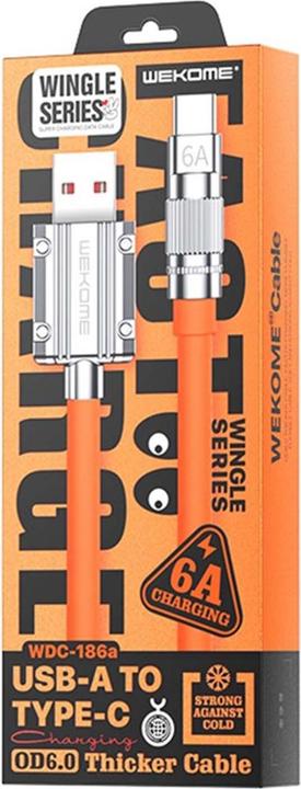 Produktbild Wekome WDC-186 Wingle-Serie – USB-A-zu-USB-C-Schnellladeverbindungskabel 1 m (Orange) (1 m, 100 W)