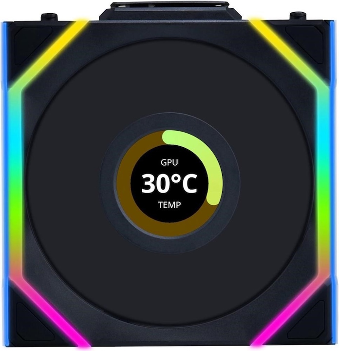 Produktbild Lian-Li UNI FAN SL Wireless LCD Lüfter, ARGB, PWM - 120 mm, schwarz (120 mm, 1 x)