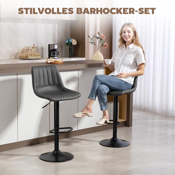 Actual product image Homcom Barhocker Kunstleder, Stahl Dunkelgrau