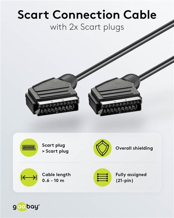 Actual product image Goobay Scart connection cable, nickel-plated, ø 7 mm (10 m, Scart)