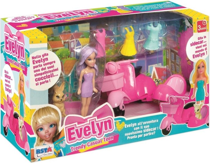 Actual product image Rs Toys Playset Mini Evelyn C. Scooter + 3 Dresses