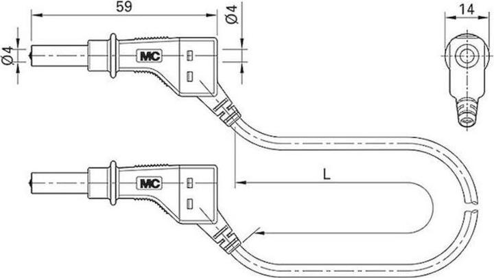 Actual product image Stäubli XZG425 Connection cable ( - ) red 1 pc.