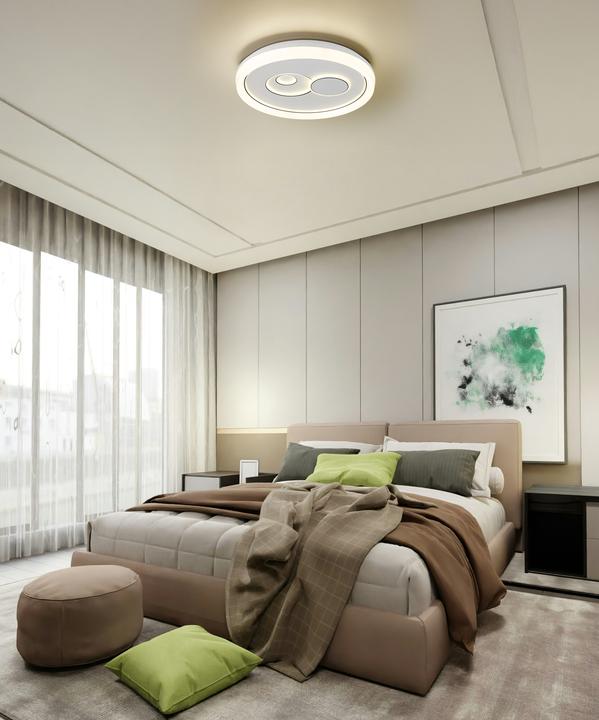 Actual product image Globo Ruiz I LED Deckenleuchte 36W CCT Weiss Matt, Metall Memoryfunktion Ø49cm 48470