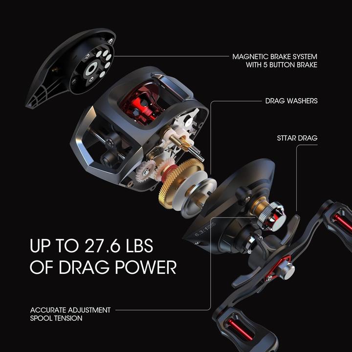 Image du produit Lixada Baitcasting Angelrolle mit Magnetbremssystem