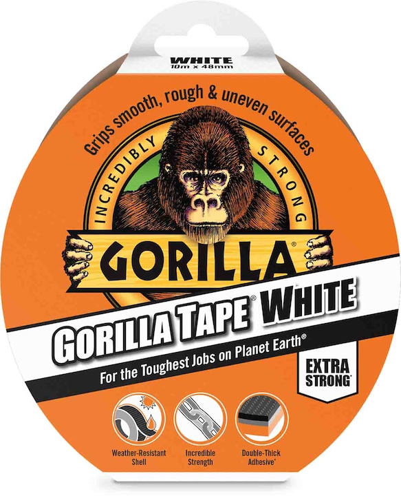 Immagine prodotto Gorilla Nastro per armature, polietilene bianco, 0,18 mm x 48 mm x 8,2 m (48 mm)