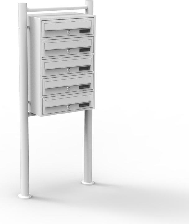 Wiltec 5er Briefkastenanlage weiss 270x513x1500mm Standbriefkasten Briefkasten