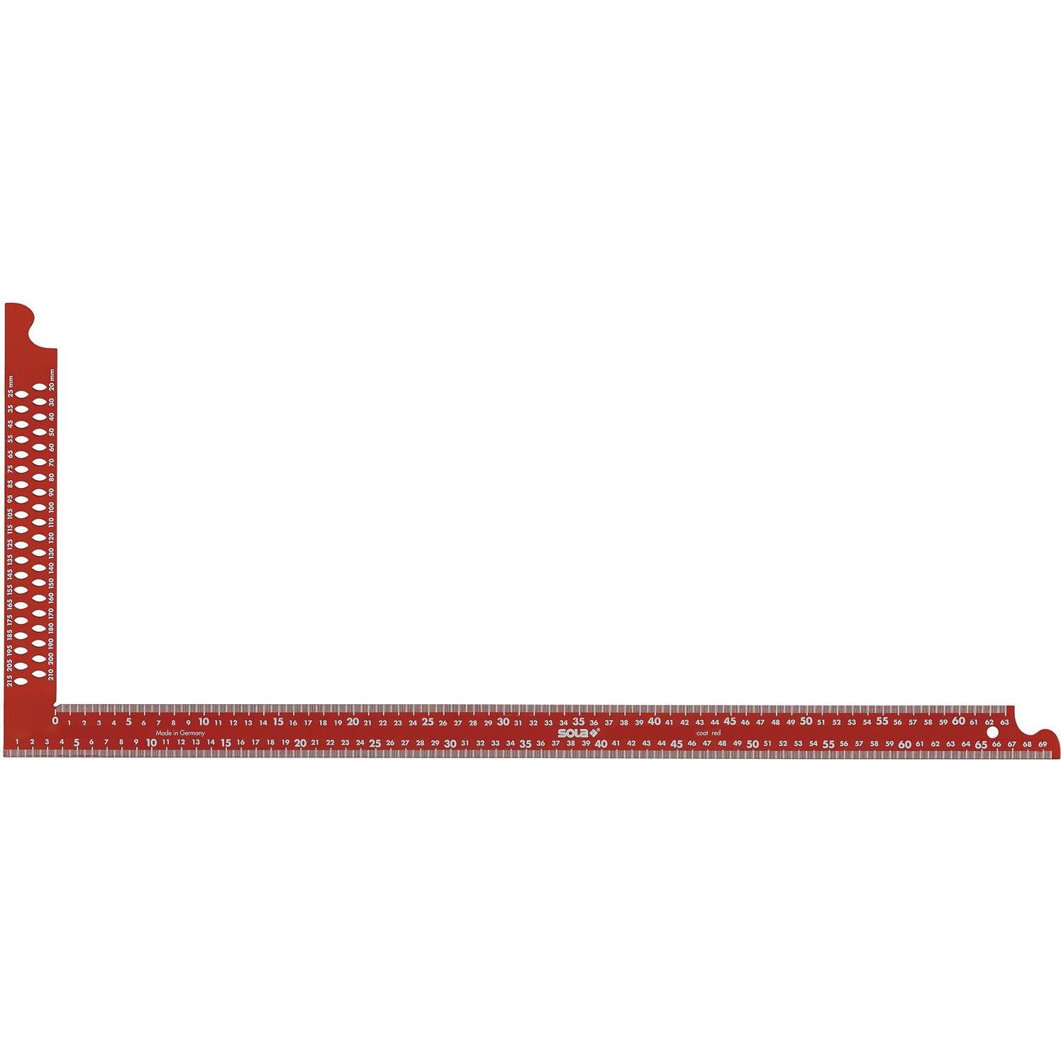 Sola, Winkelmesser, Zimmermannswinkel ZWCA rot mit Anreisslöcher Schienenlänge 1000 x360 mm