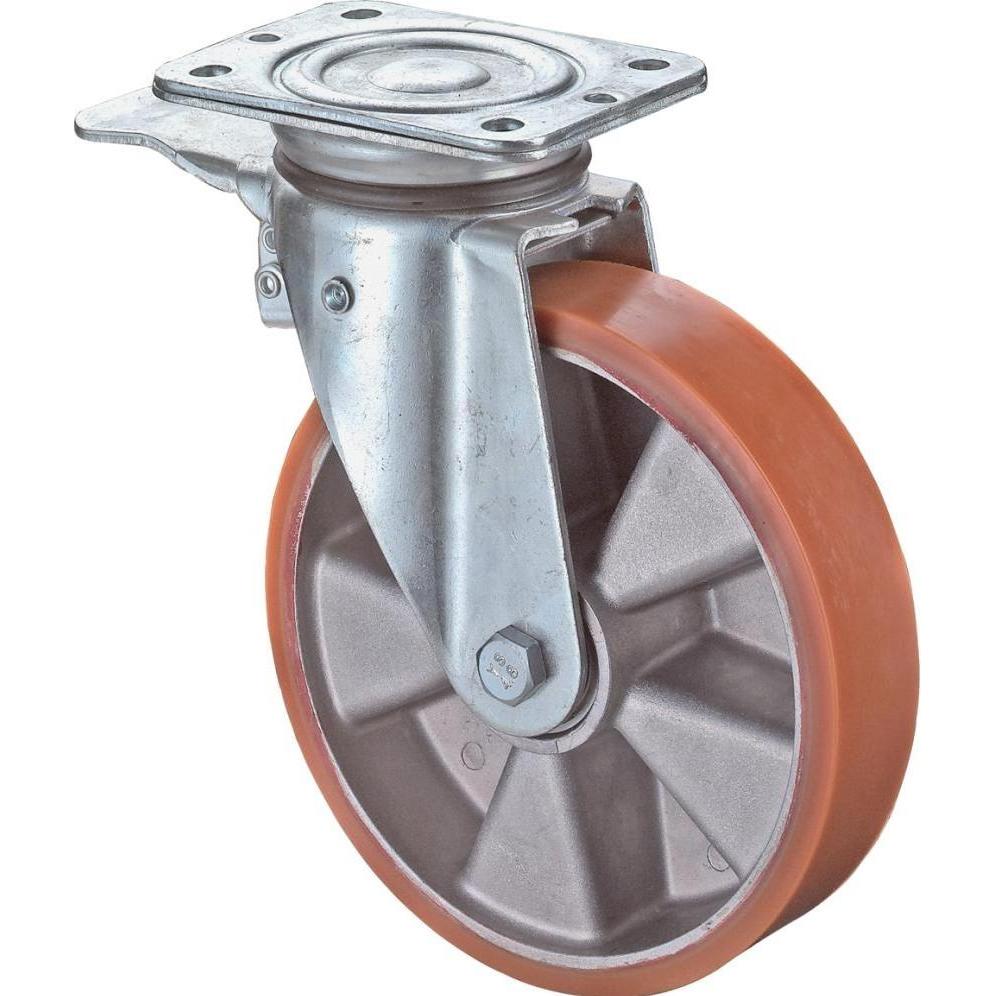 BS Rollen, Ruote + Rotelle, Ruota girevole con freno totale Ø 150 mm Portata 550 kg con piastra avvitabile Cuscinetto a sfera